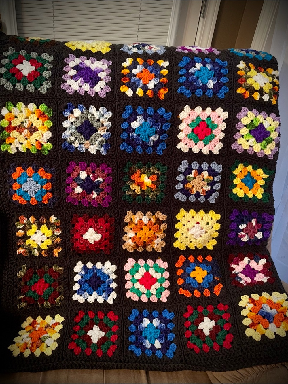 Handmade Multicolor Granny Square Crochet afghan